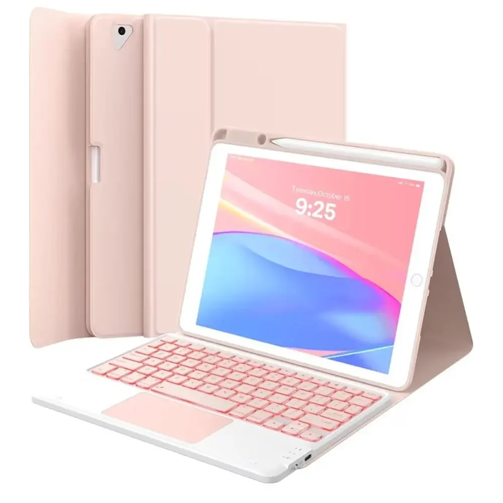 Keyboard Case for iPad Air 11 inch Case with Trackpad Wireless Bluetooth - Pink